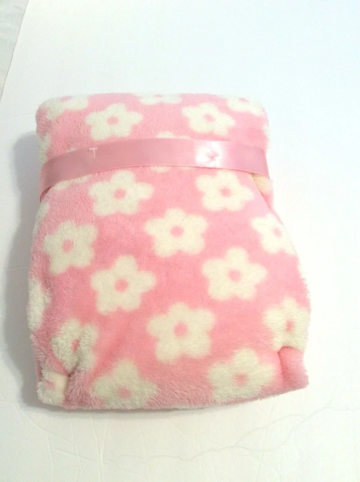 Juego de 2 mantas para bebé oso de felpa rosa blanco floral gracias al cielo para niñas pequeñas Foto 3 de 4