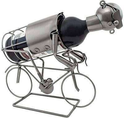 BRUBAKER Wine Bottle Holder Statue ''Olympic Cyclist'' - Metal Wine Stand