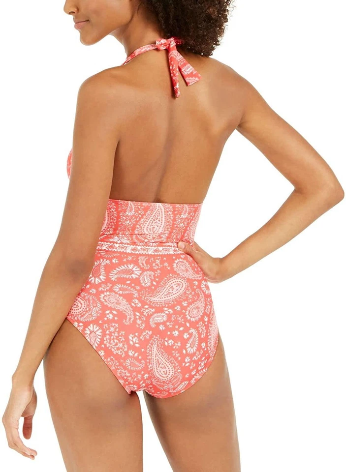 Michael Kors 281959 Romántico Paisley Halter Una Pieza Tazas Suaves Corbatas Talla 8 Foto 2 de 3