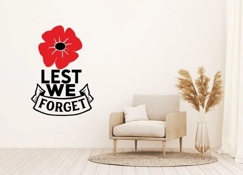 Lest We Forget Remembrance Day Sticker Poppy Soldier Patriotic Decor Vinyl Quote - Picture 1 of 20