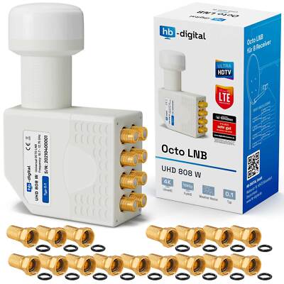 Octo LNB LNC LMB 0,1dB FULL HDTV 3D 4K 8 fach Teilnehmer Receiver direkt Stecker