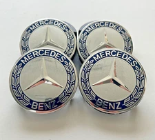 4x Dark Blue Wheel Center Caps Hub Cover Rim for Mercedes