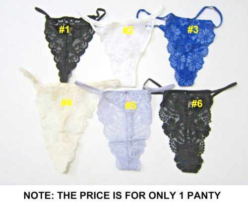 1 VINTAGE VICTORIA'S SECRET FLORAL LACE EMBROIDERY V STRING THONG PANTY M SISSY
