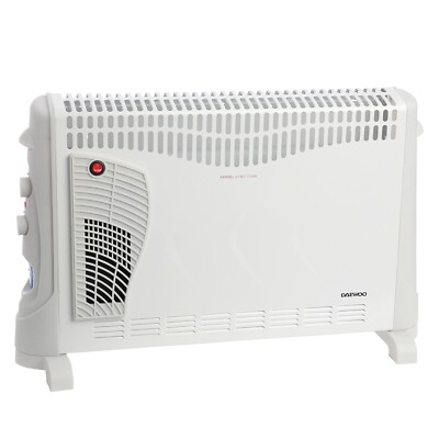 Daewoo Convector Heater heat Settings Turbo 2000 Watt White 24hr Timer  Stat UK