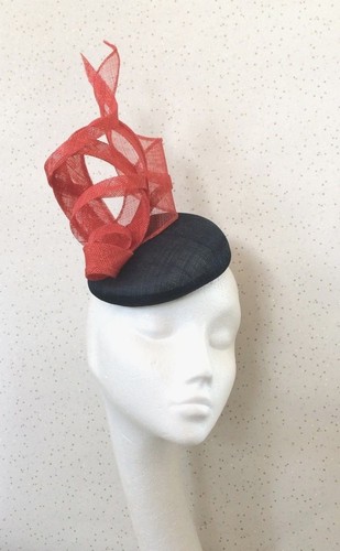 Navy and Red Wedding Fascinator Red 