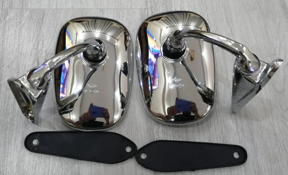 PARA FIAT 1100 1500 131 128 125 124 Cromo Guardabarros/Espejo Espejo Puerta Par Borde Curvo Nuevo Foto 2 de 4