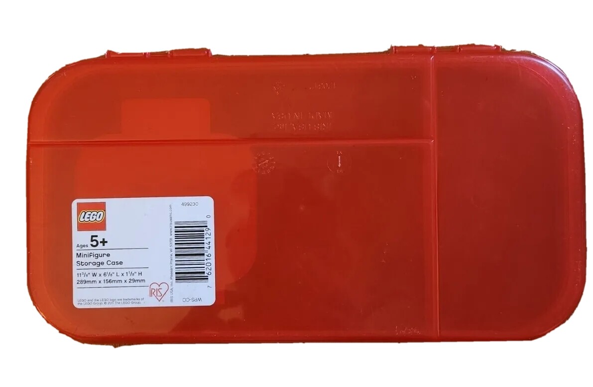 Lego Minifigure Case Carry Storage Box Brick Organizer Red Smiley