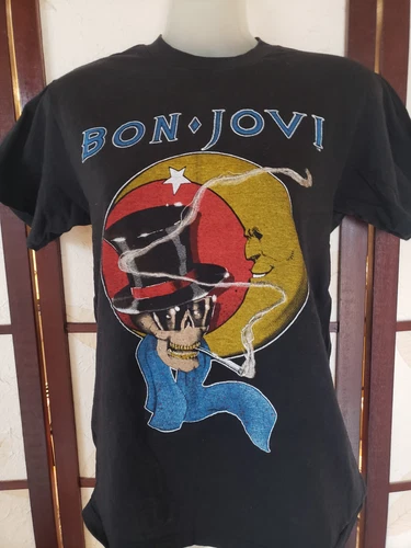 Bon Jovi T-Shirt Slippery When Wet Tour SMALL R 1980s vintage concert t-shirt, vintage, size S, single stitch, B+ condition