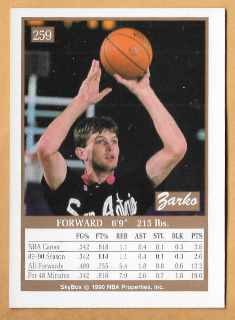 ZARKO PASPALJ SAN ANTONIO SPURS #259 SKYBOX 1990-91 | eBay