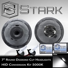 H6024 Head Light Glass Diamond Housing Lamp Classic Chrome 7 Round Hid Kit