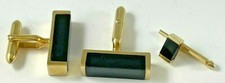 Vintage rectangle shaped Black Onyx Cufflinks w/ Gold tone bezel / 13 GRAMS