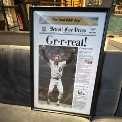 Detroit Free Press Framed Newspaper Front Page 'Gr-r-reat!' Tigers Celebration