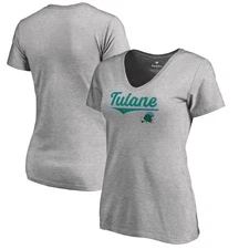 Women's Heathered Gray Tulane Green Wave American Classic V-Neck T-Shirt