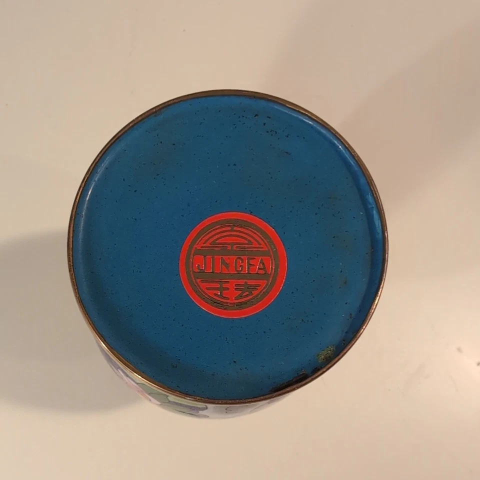 7-дюймовая старая китайская медная клуазоне эмаль династия цветок роза птица бутылка ваза - Изображение 4 из 4