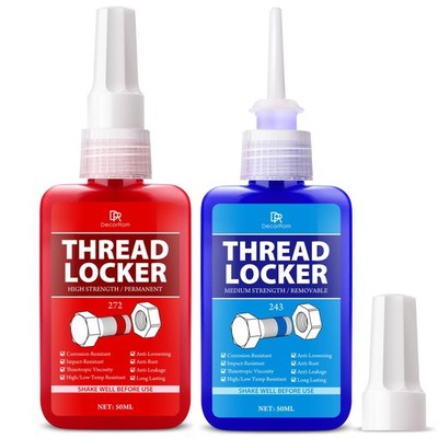 Thread Lock Kit (272 & 243) - 3.38 oz/100ml Medium & Strong Red, Blue 