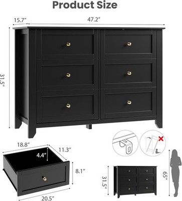 blue dress for baby girl Sikaic 6 Storage Drawers Dresser Black main image 0