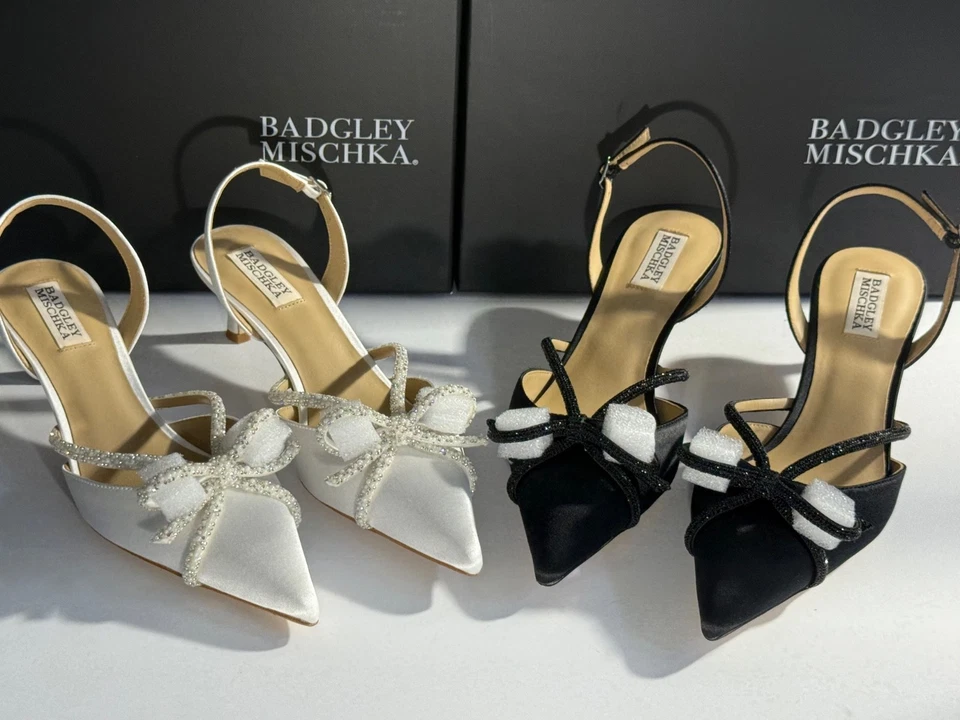 Sandalias Badgley Mischka para mujer Angelina tacón satinado estrás, variedad Foto 4 de 4