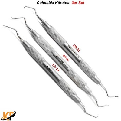 3er Columbia Universalküretten Curette Dental  2R/2L, 4R/4L, 13/14 Parodontal CE