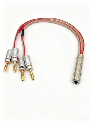 6.35 1/4 TRS Female to L+ R+ GND 4x Banana Amplifier Audio Headphone Cable 1~6FT