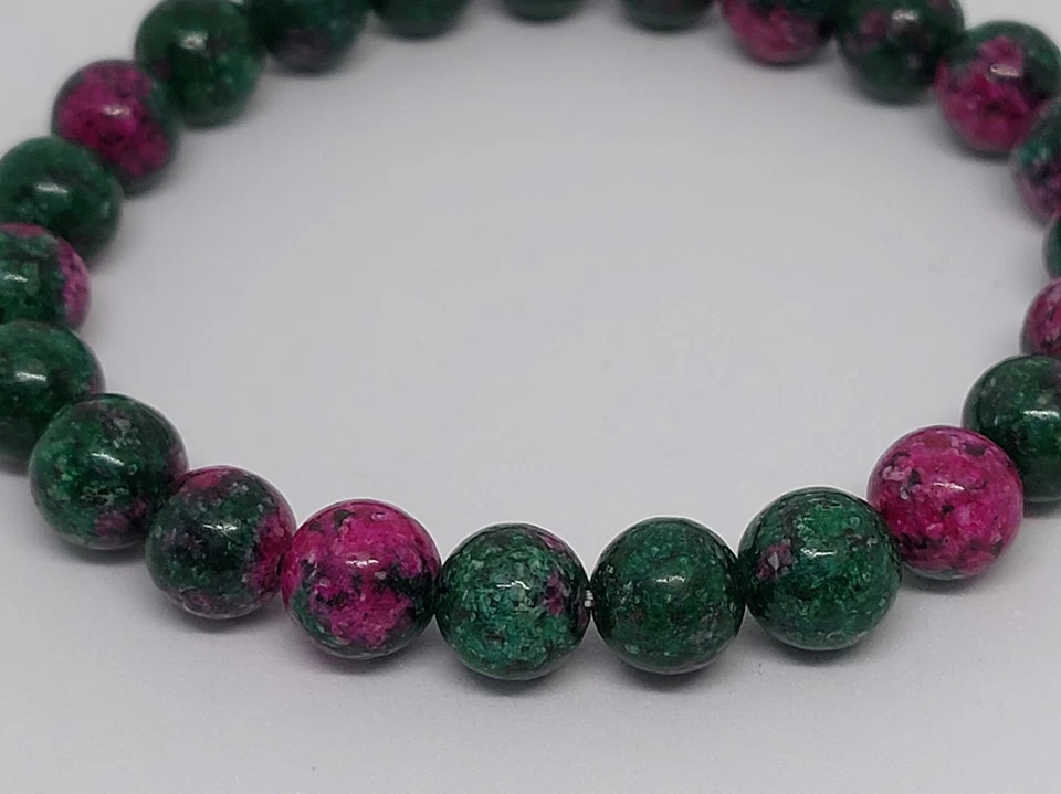 Modeschmuck Armband Naturstein Perlen Farbige Epidote Perlen 8mm - Bild 4 von 4