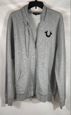 True Religion Men's Heather Gray World Tour Full Zip Hoodie Sz XL