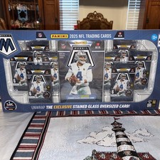 2025 Panini Mosaic NFL Football Trading Card Mega Box * Jumbo Stained Glass Card