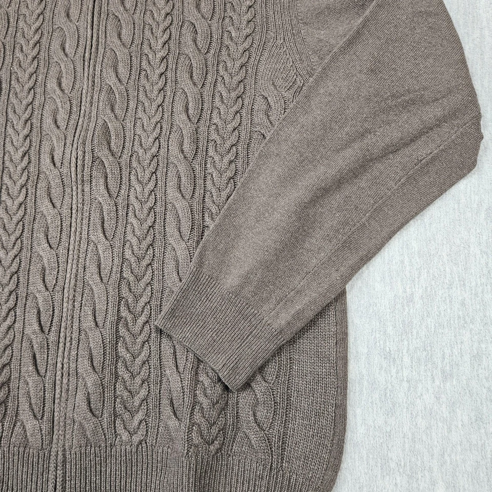 Spada Roma Sweater Mens 2XL Brown Full Zip Cable Knit Mock Neck Made in Italy - Image 3 of 4