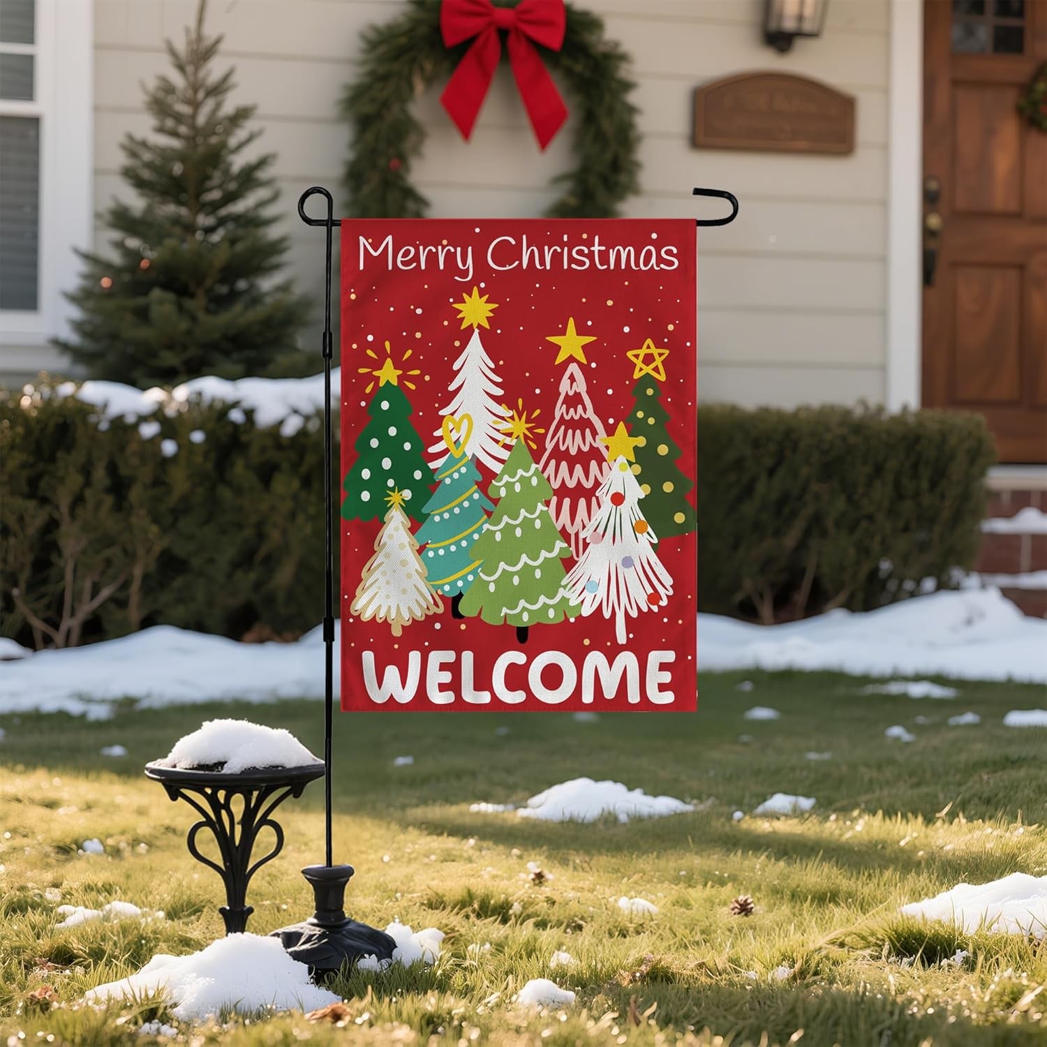 Christmas Decorations Outdoor - Xmas Tree Welcome Garden Flag | Christmas Party 