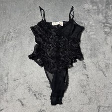 Victoria Secret Gold Label Vintage 90s Lace Ruffle Teddy Bodysuit Sz P XS Rave