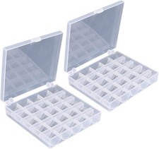 1/2 Pack 25 Slots Empty Bobbin Spool Box Plastic Storage Case for Sewing Machine