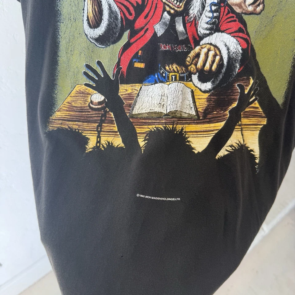 Camiseta De Colección Iron Maiden 1990 Deaf Sentence Band Tour Grande Hecha en EE. UU. Años 90 Foto 4 de 4