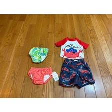 Baby unisex Swim Bundle Gap Lobster Trunks Rash Guard Reusable Swim Diapers Set