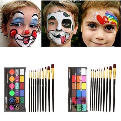 Professionelle Schminkset-Palette mit 10 Pinseln, Schablonen, liefert