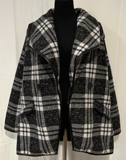 Ellen Reyes Woman black and white plaid open-front jacket Size 1X