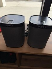 SONOS Play:1 Two Pack Wireless Speakers in Black Gray - 1 Pair S2 Compatible