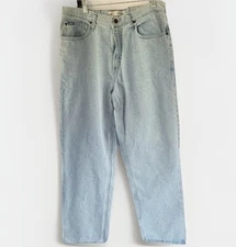 Vintage Lee Jeans Mens 34 30 Blue Light Wash Cotton Relaxed Fit Workwear Denim