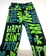 LuLaRoe Happy Saint Patrick's Day Lucky Charm Shamrocks Black Leggings Kids L XL