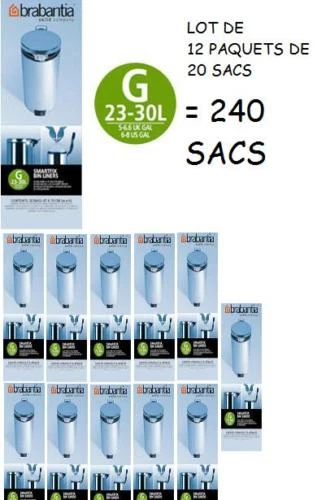 LOT 12 PAQUET soit 240 SAC POUBELLE BRABANTIA  G  30 LITRES 737508522863