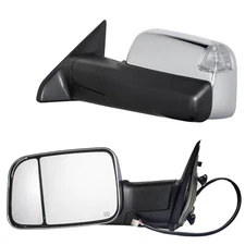 Tow Mirrors For 2009-2018 Dodge Ram 1500 2500 3500 Power Heated Chrome Cap
