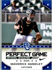 MAVERICK HANDLEY 2015 Leaf Perfect Game All-American SHOWCASE BLUE Rookie #/25