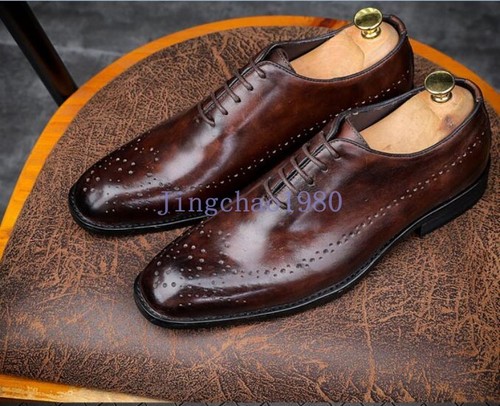 Mens Brogue Carved British Vintage Leather Lace Up Casual Retro Shoes Dress Form - Picture 6 of 12