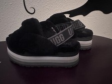 UGG Disco Knot Slide Black Fur Pre-Owned In Great Condition,