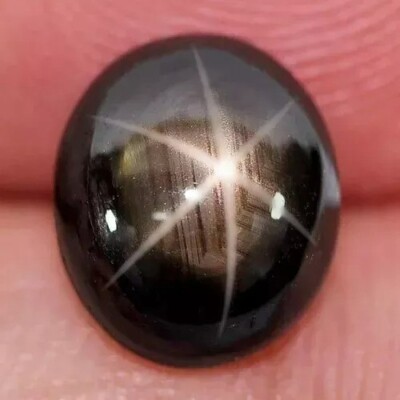 Black Star Sapphire 6 Rays 10.00 Ct Oval Cabochon Natural Gemstone