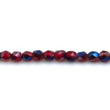 Garnet Red Azuro - 50 3mm Round Faceted Czech Glass Fire Polish Beads