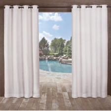 Delano Winter White Solid Light Filtering Grommet Top Indoor/Outdoor Curtain, 54