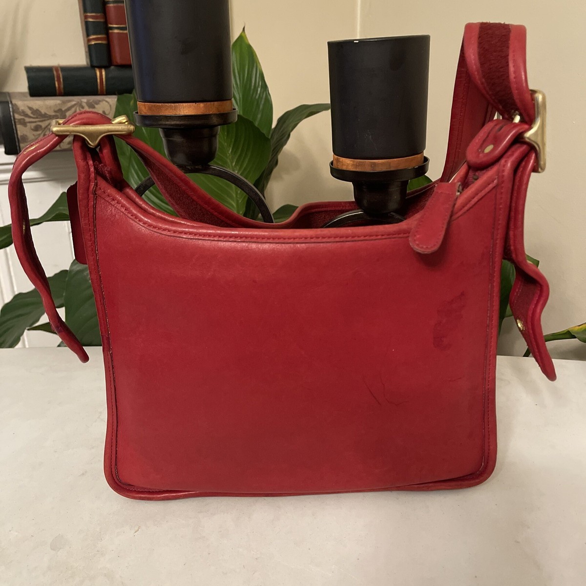 COACH Vintage 9966 LEGACY ZIP Red Leather Rare Purse Bag Crossbody