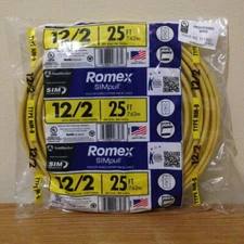 Southwire Romex SIMpull 25 FT Feet 12/2 Indoor Wire Copper NM-B NMB Cable Ground