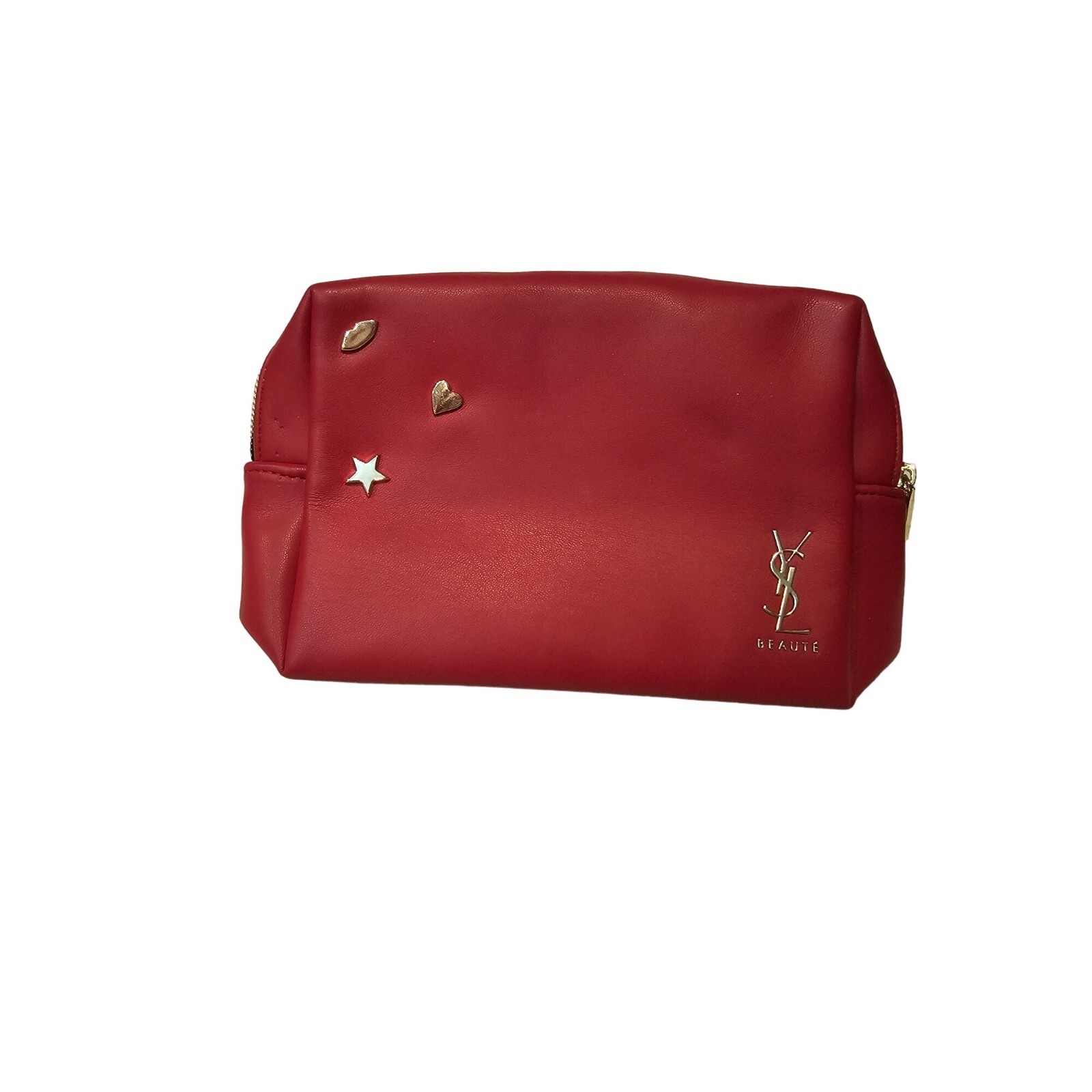 Borsa da viaggio YSL Yves Saint Laurent Beaute da donna rossa in finta pelle senza cinturino