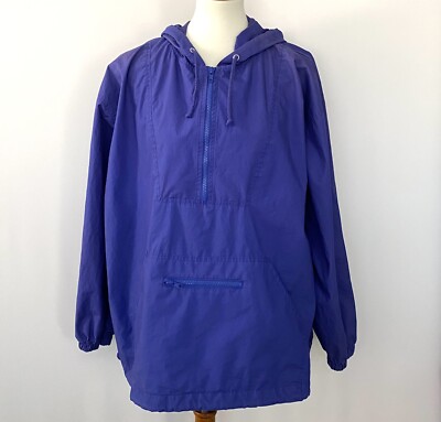 Vintage ASR Women s Windbreaker Jacket Purple 1/4 Zip Pouch Pocket Size XL