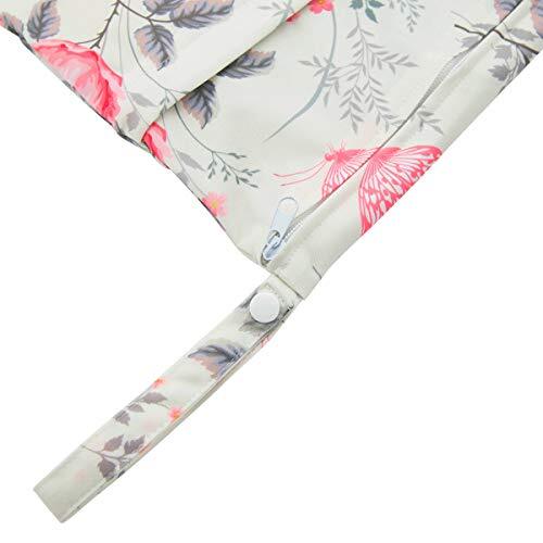 BABY 2pcs Cloth Diaper Wet Dry Bags Waterproof Reusable with Two 01 flower 5166 - Picture 4 of 7
